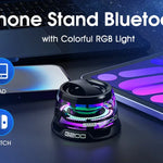 Outdoor Magnetic Bluetooth Speaker Wireless Portable Mini Travel Stereo Speaker with RGB Color Light and Phone Holder for Ios